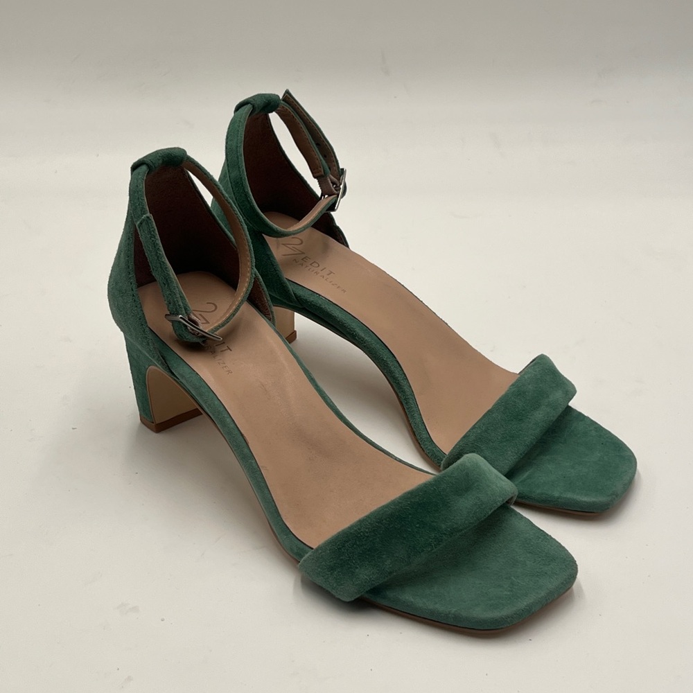 27 EDIT Naturalizer Green Suede Heels with Ankle Strap